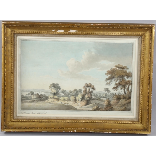 1529 - Captain Duncan (Royal Artillery circa 1790), watercolour, extensive landscape, signed, 30cm x 46cm, ... 