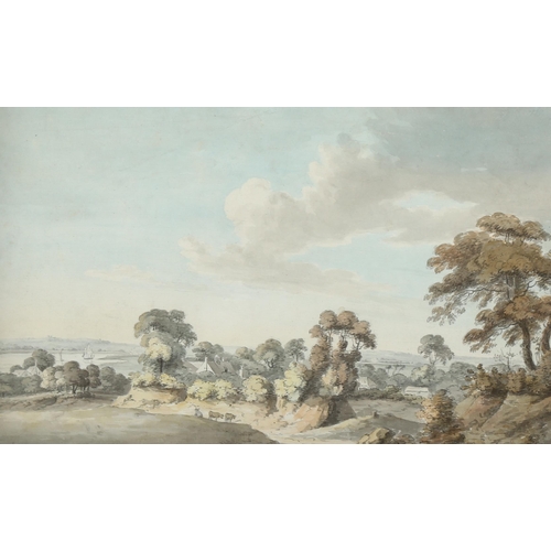 1529 - Captain Duncan (Royal Artillery circa 1790), watercolour, extensive landscape, signed, 30cm x 46cm, ... 