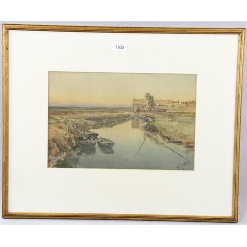 1535 - Arthur Reginald Smith (1873 - 1935), watercolour, evening Norfolk, signed, 25cm x 38cm, framed, with... 