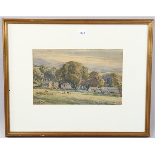 1536 - Arthur Reginal Smith (1873 - 1935), watercolour, farm landscape, signed, 23cm x 37cm, framed