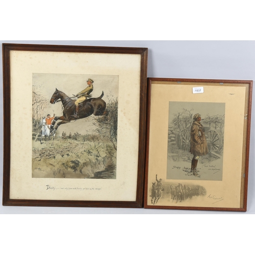 1537 - Snaffles, 2 prints, the gunner, 44cm x 33cm, and Blighty, image 38cm x 30cm, framed (2)