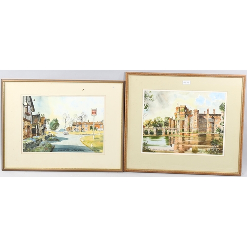 1538 - Chris Rooke, 4 watercolours, Sussex scenes including Herstmonceux Castle, 32cm x 41cm, framed (4)