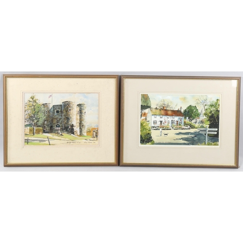 1538 - Chris Rooke, 4 watercolours, Sussex scenes including Herstmonceux Castle, 32cm x 41cm, framed (4)