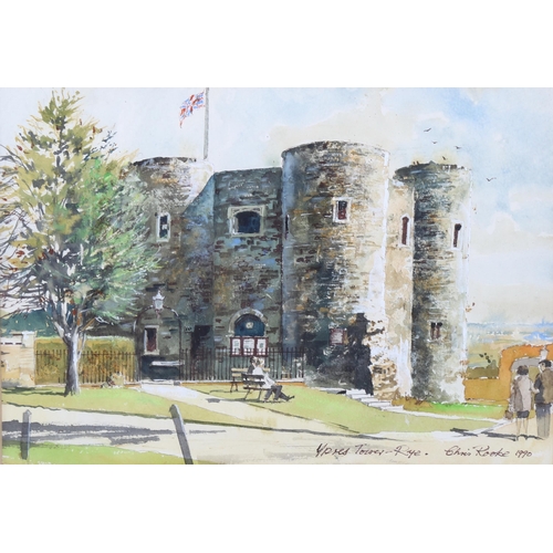 1538 - Chris Rooke, 4 watercolours, Sussex scenes including Herstmonceux Castle, 32cm x 41cm, framed (4)