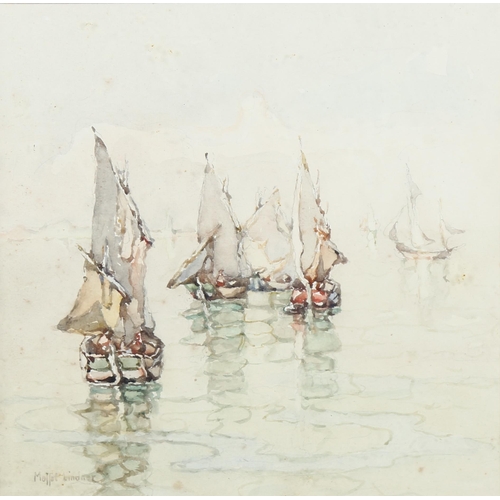 1540 - Peter Moffet Lindner (1852 - 1949), watercolour, sailing boats, signed, 30cm x 30cm, framed