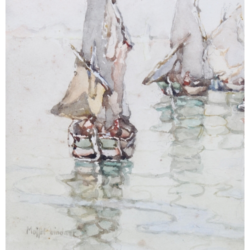 1540 - Peter Moffet Lindner (1852 - 1949), watercolour, sailing boats, signed, 30cm x 30cm, framed