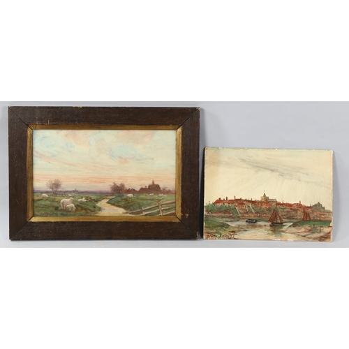 1543 - Dewey Bates, 2 watercolours, Rye scenes, 27cm x 37cm, 1 framed