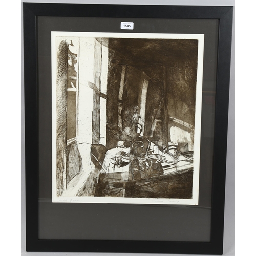 1545 - Fred Cuming (1930 - 2022), etching, studio interior, signed in pencil, plate 50cm x 43cm, framed