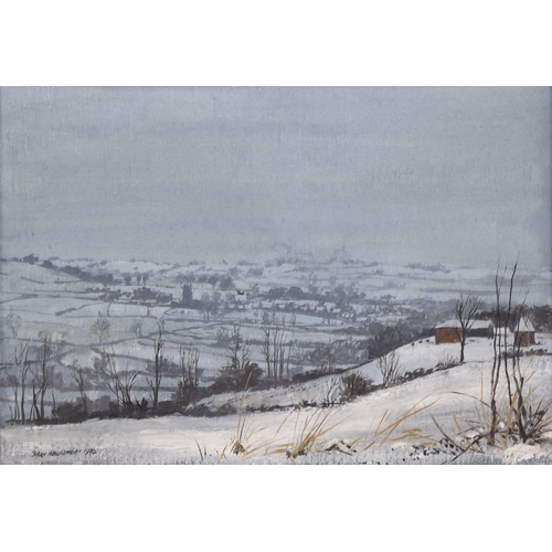 1550 - Peter Nuwcombe (1943 - 1991), oil on canvas, winter landscape, 1970, signed, 18cm x 25cm, framed