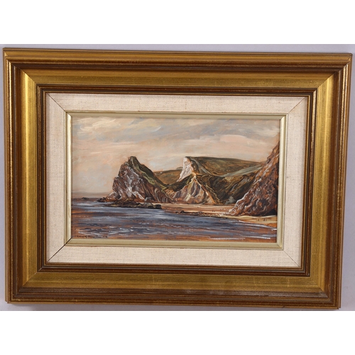 1552 - Edward Stamp RI (born 1939), oil on board, Dorset coast near Lulworth, 1976, signed, 13cm x 22cm, fr... 