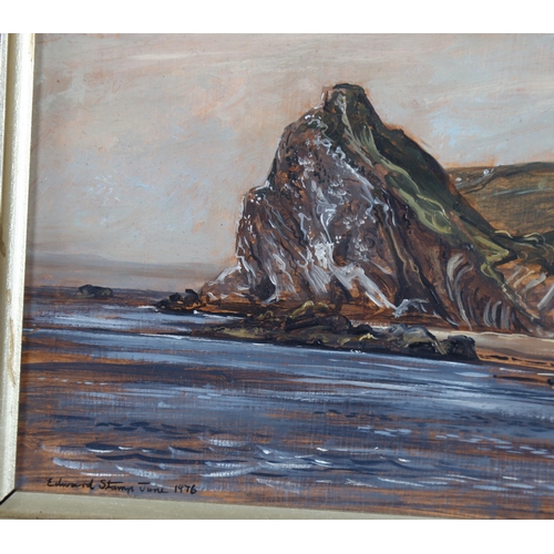 1552 - Edward Stamp RI (born 1939), oil on board, Dorset coast near Lulworth, 1976, signed, 13cm x 22cm, fr... 