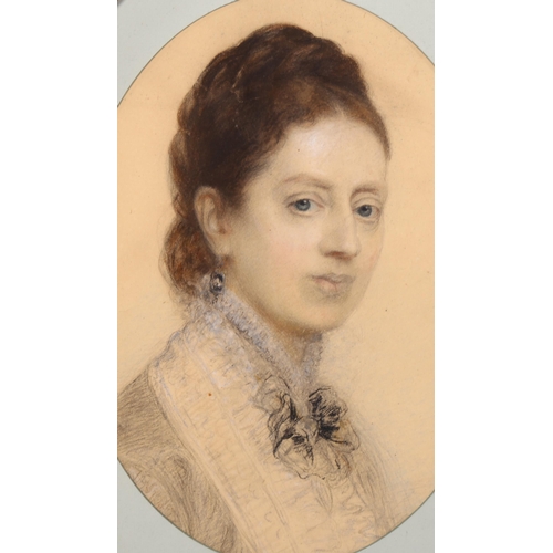 1561 - 19th century coloured pastels, portrait of a woman, unsigned, 48cm x 35cm, framed