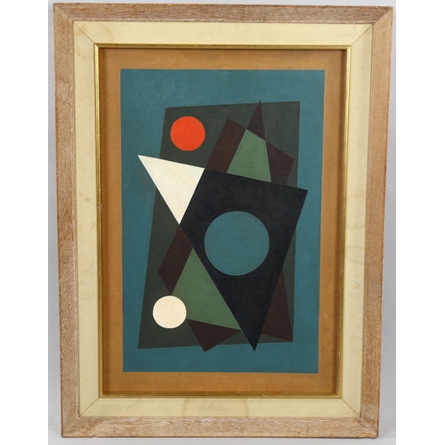 1565 - Contemporary oil on board, geometric composition, unsigned, 63cm x 43cm, framed