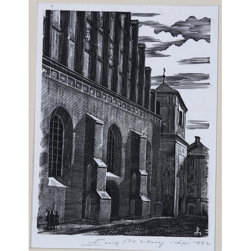 1568 - Eugeniusz Pichell, 6 woodcuts, Old City of Warsaw, all signed in pencil dated 1962, plate 16cm x 12c... 