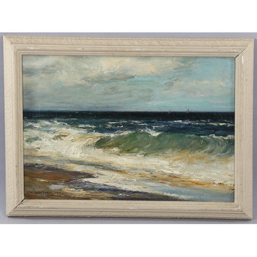 1570 - Owen Bowen (1873 - 1967), oil on canvas, shore scene, signed and dated 1919, 35cm x 50cm, framed