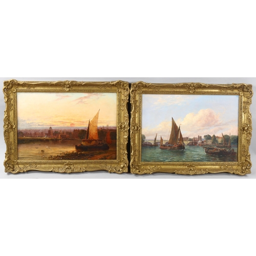 1573 - Arthur Gordon, pair of oils on canvas, Thames scenes near Putney, signed and dated 1884 and 1886, 36... 