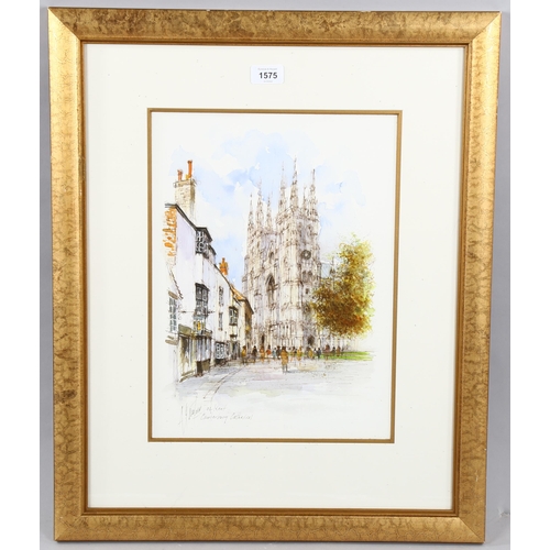 1575 - Alex Jawdokimov (born 1937), watercolour, Canterbury Cathedral, 40cm x 30cm, framed