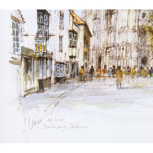 1575 - Alex Jawdokimov (born 1937), watercolour, Canterbury Cathedral, 40cm x 30cm, framed