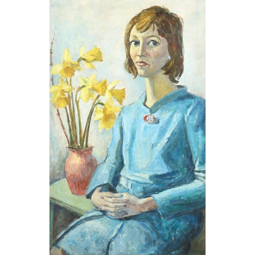 1580 - E Levey, mid-20th century oil on board, portrait of a woman, signed, 100cm x 62cm, framed