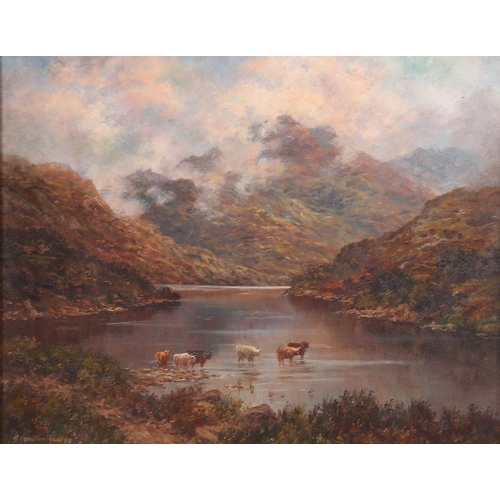 1584 - Jean Hamilton-George (born 1948), oil on canvas, Highland landscape, signed, 40cm x 50cm, framed