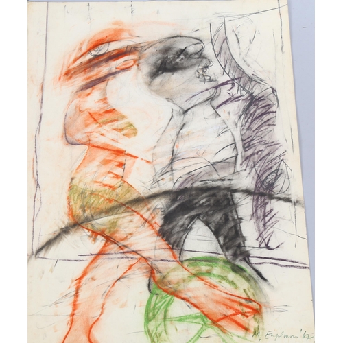 1586 - Martin Englemann (1924 - 1992), 2 mixed media pastel/watercolour on paper, abstracts, signed and dat... 