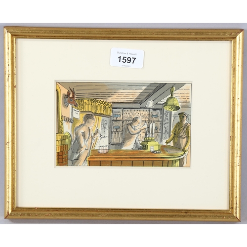 1597 - Edward Bawden (1903-1989), original colour lithograph on paper, The Bell, from Life in an English Vi... 