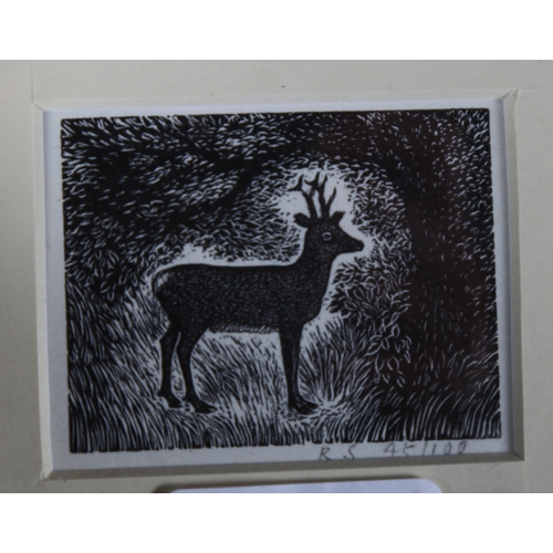 1605 - Reynolds Stone (1909-1979), limited edition wood engraving on paper, Encounter with a Roe Deer, from... 