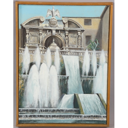 1608 - Richard Wyndham Finch (1926-2011), oil on canvas, Neptune Fountain at Villa D’Este in Tivoli, signed... 