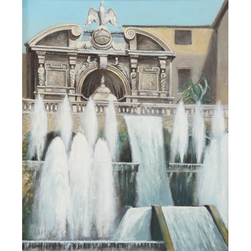 1608 - Richard Wyndham Finch (1926-2011), oil on canvas, Neptune Fountain at Villa D’Este in Tivoli, signed... 