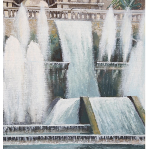 1608 - Richard Wyndham Finch (1926-2011), oil on canvas, Neptune Fountain at Villa D’Este in Tivoli, signed... 