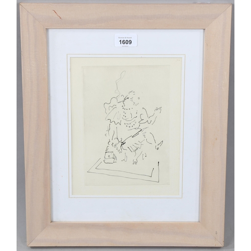 1609 - Jean Cocteau, Le Bal, original etching 1953 from an edition of 220 copies, plate 21cm x 15cm, framed