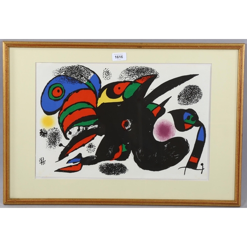 1616 - Joan Miro, Le Extreme Origin, lithograph published by XXe Siecle 1970, 30cm x 47cm, framed