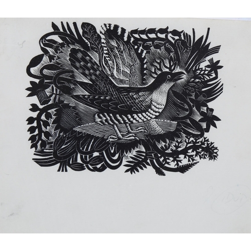 1623 - Eric Ravilious, the cuckoo, wood engraving, 1933 - 1936 for Cornhill magazine, 14cm x 16cm, framed