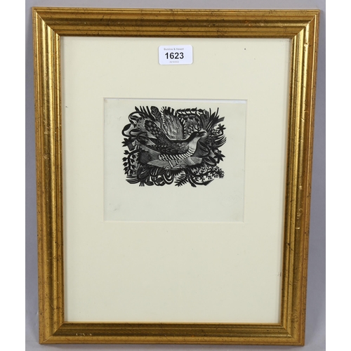 1623 - Eric Ravilious, the cuckoo, wood engraving, 1933 - 1936 for Cornhill magazine, 14cm x 16cm, framed