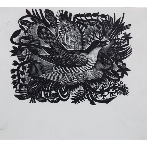 1623 - Eric Ravilious, the cuckoo, wood engraving, 1933 - 1936 for Cornhill magazine, 14cm x 16cm, framed