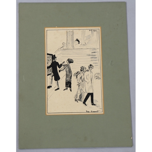 1631 - Helen Beaumont, original pen and ink suffragette cartoon dated 1911, 20cm x 30cm, mounted