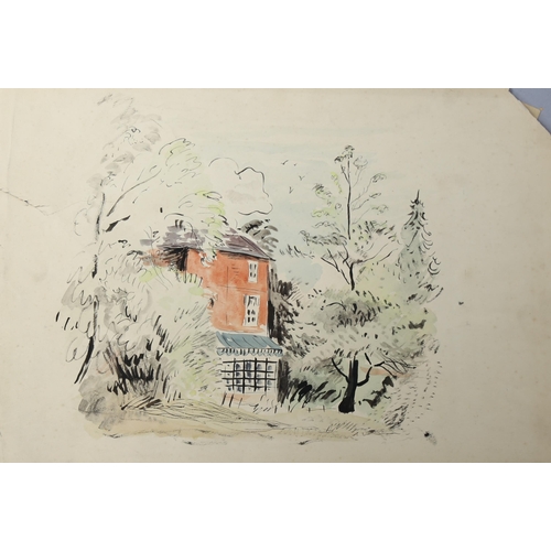 1636 - Robin Darwin, watercolour, country cottage, 25cm x 35cm, unframed