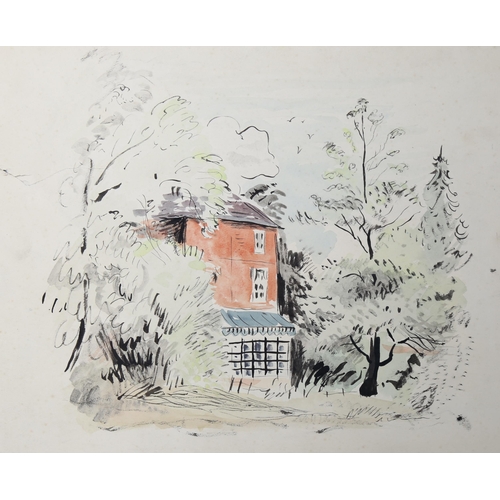 1636 - Robin Darwin, watercolour, country cottage, 25cm x 35cm, unframed