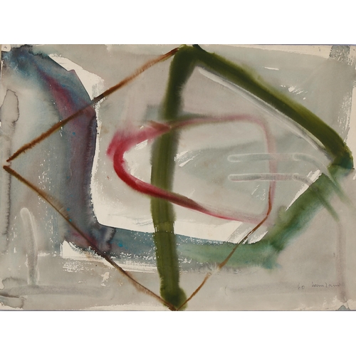 1638 - Manzano, 2 watercolour abstracts, signed and dated 1960, largest 41cm x 49cm, and 2 other abstract w... 