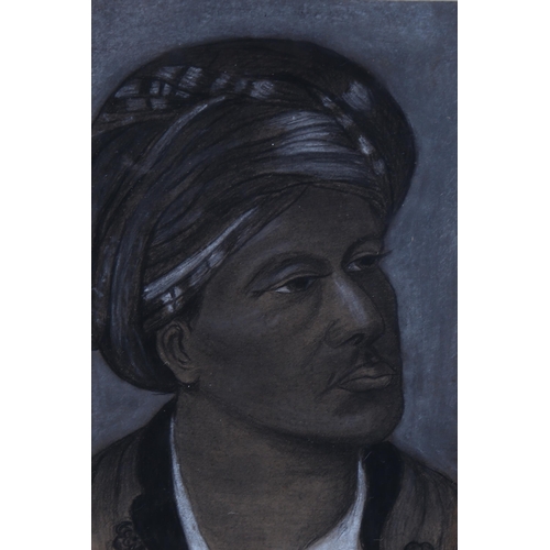 1641 - A pair of early 20th century charcoal and chalk portraits of Arab men, indistinctly signed, 16cm x 1... 