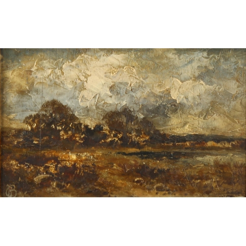 1642 - Carl Brennir (1850 - 1920), oil on board, impressionist landscape, inscribed verso, dated 1900, 14cm... 