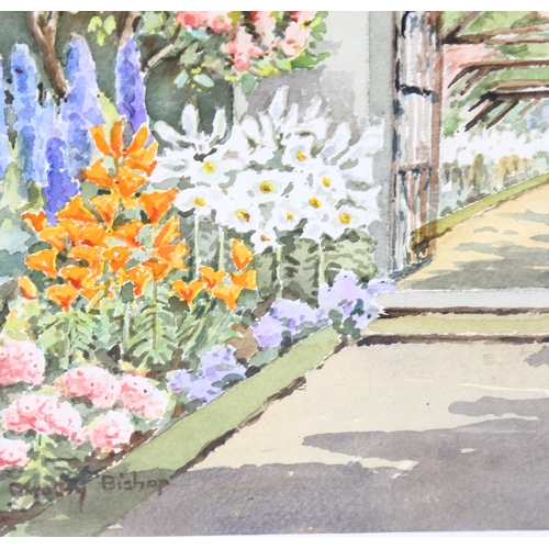 1644 - Dorothy Bishop SWA, watercolour, the garden walk, signed, 31cm x 27cm, framed