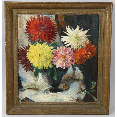 1649 - Russell Reeve (1895 - 1970), oil on canvas, still life, artist's label verso, 50cm x 46cm, framed