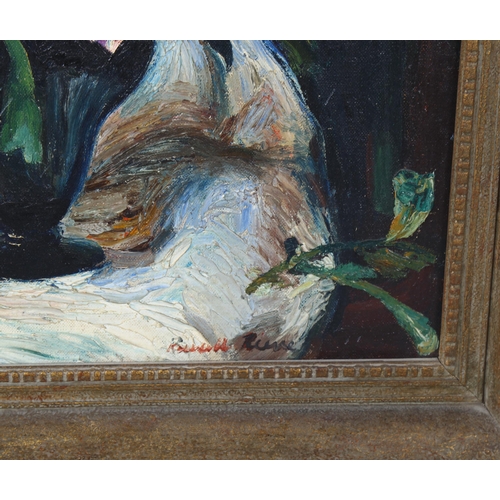 1649 - Russell Reeve (1895 - 1970), oil on canvas, still life, artist's label verso, 50cm x 46cm, framed