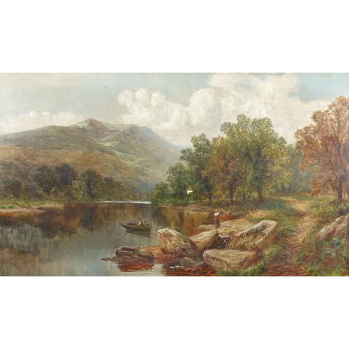 1650 - Charles Shaw, large 19th century oil on canvas, rural lake scene, signed, 76cm x 127cm (30