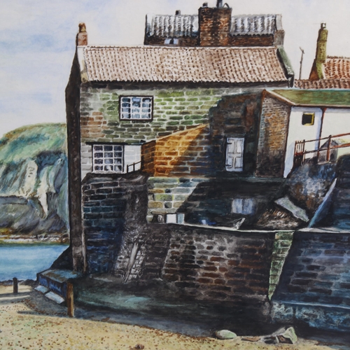 1655 - H Bateman, watercolour, Whitby harbour, signed, 43cm x 57cm, framed