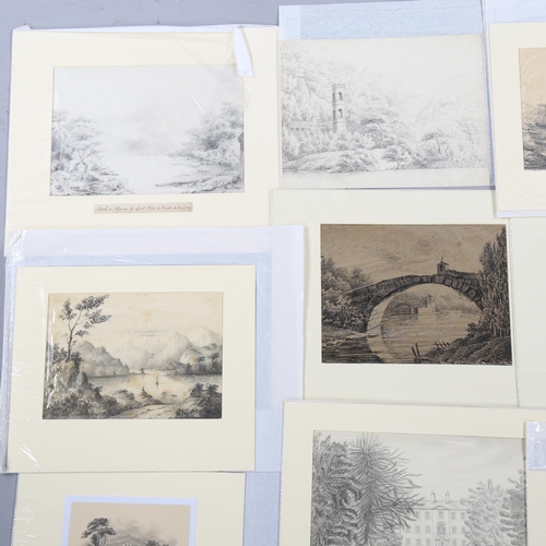 1686 - Folder of 19th century charcoal and pencil landscape studies