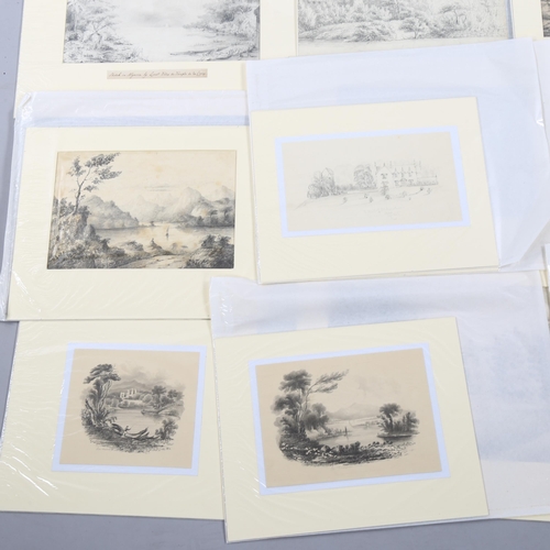 1686 - Folder of 19th century charcoal and pencil landscape studies