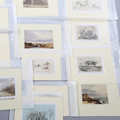 1688 - Folder of 19th century watercolours and sketches, mainly hunting studies