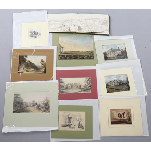 1689 - Folder of watercolours and sketch albums from the Mohun-Harris family